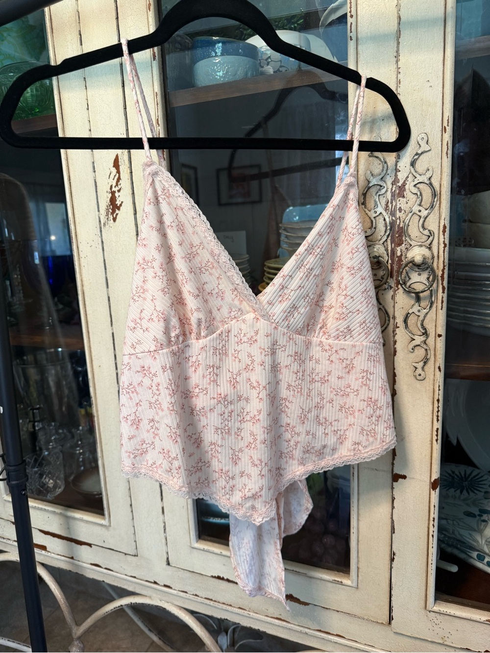 Pink Floral Tie Tank Top
